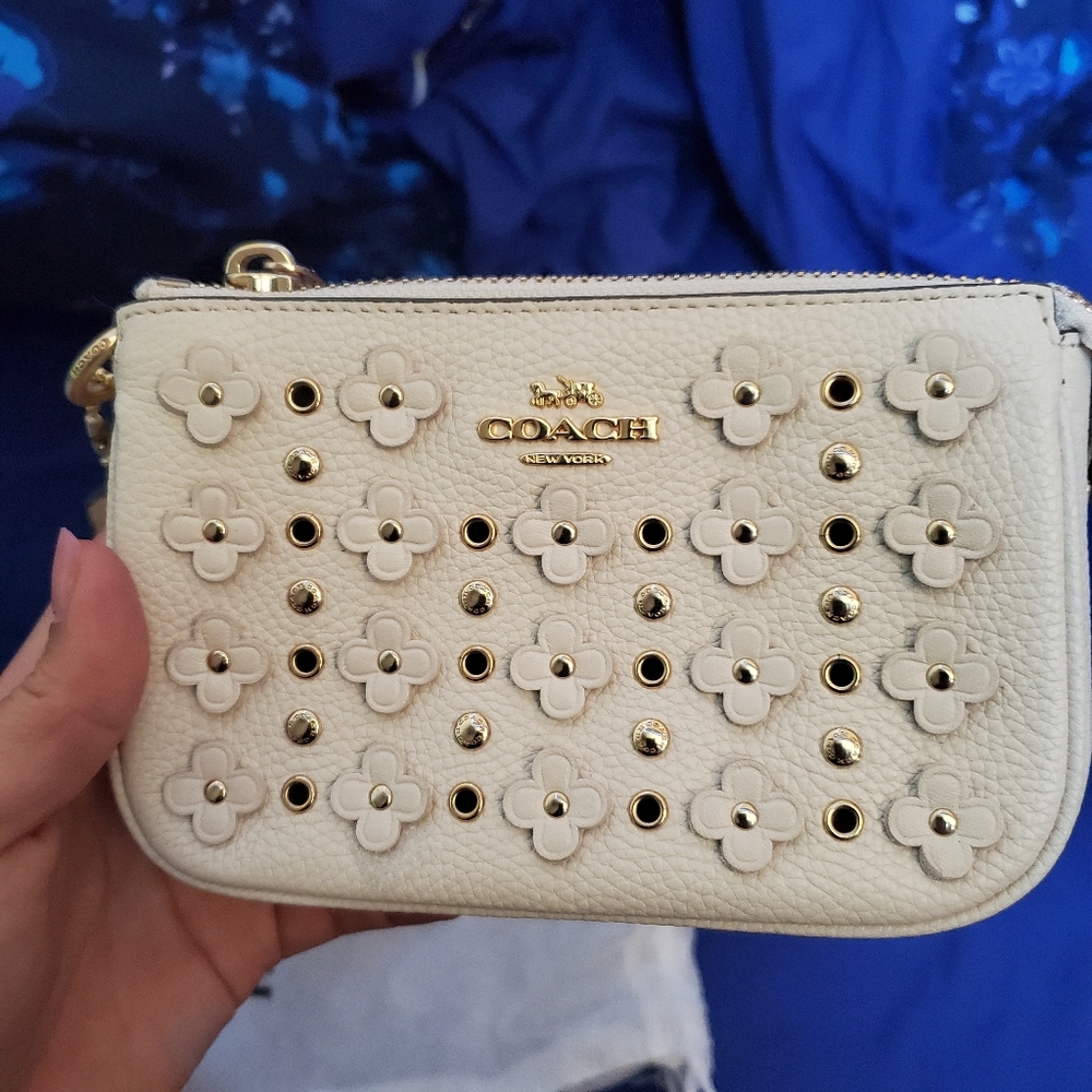 Coach White Floral Wristlet